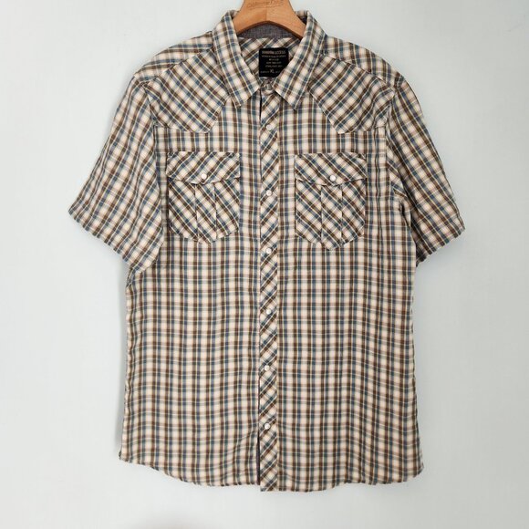 Random Access Pearl Snap Shirt Plaid Flap Pockets Cowboy Western Mens XL - Picture 8 of 14